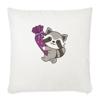 bye bye kindergarten hello school raccoon - Sofa pillowcase 17,3'' x 17,3'' (45 x 45 cm) - natural white - Front