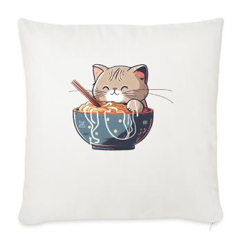 But first ramen cute cat eats ramen - Sofa pillowcase 17,3'' x 17,3'' (45 x 45 cm) - natural white - Front