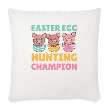 cochons doux à Pâques avec œufs de Pâques porc - Housse de coussin décorative 45 x 45 cm - blanc nature - Devant