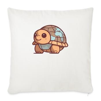 Schildkröte mit Erde Umweltschutz Welt Erde Tag - Sofakissenbezug 45 x 45 cm - Naturweiß  - Vorne