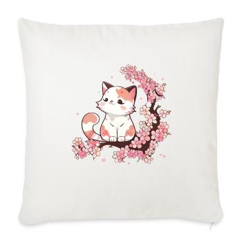 Chat Animaux mignons pour enfants Kawaii Chats - Housse de coussin décorative 45 x 45 cm - blanc nature - Devant