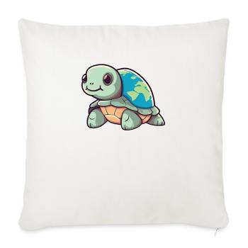 Schildkröte mit Erde Umweltschutz Welt Erde Tag - Sofakissenbezug 45 x 45 cm - Naturweiß  - Vorne