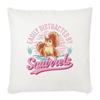 Facilement distrait par les écureuils Eichhörnchen - Housse de coussin décorative 45 x 45 cm - blanc nature - Devant
