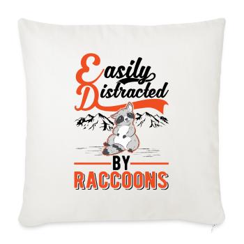 Facilement distrait par les ratons laveurs Ratons laveurs Raton laveur - Housse de coussin décorative 45 x 45 cm - blanc nature - Devant