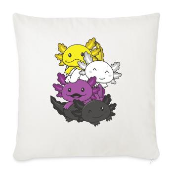 Nonbinary Flag Pride LGBTQ Mignon Axolotl Pile - Housse de coussin décorative 45 x 45 cm - blanc nature - Devant