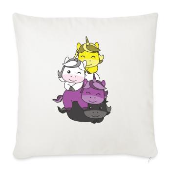 Nichtbinär Flag Pride LGBTQ süßer Einhorn Stapel - Sofakissenbezug 45 x 45 cm - Naturweiß  - Vorne