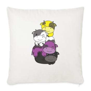 Nonbinary Flag Pride LGBTQ Cute Cow Stack - Housse de coussin décorative 45 x 45 cm - blanc nature - Devant