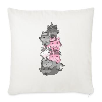 Demigirl Flag Pride LGBTQ süßer Einhorn Stapel - Sofakissenbezug 45 x 45 cm - Naturweiß  - Vorne