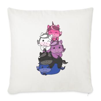 Genderfluid Flag Pride LGBTQ Cute Unicorn Stack - Sofa pillowcase 17,3'' x 17,3'' (45 x 45 cm) - natural white - Front