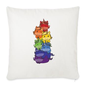 Regenbogen Einhorn süße bunte Einhorn für Kinder - Sofakissenbezug 45 x 45 cm - Naturweiß  - Vorne