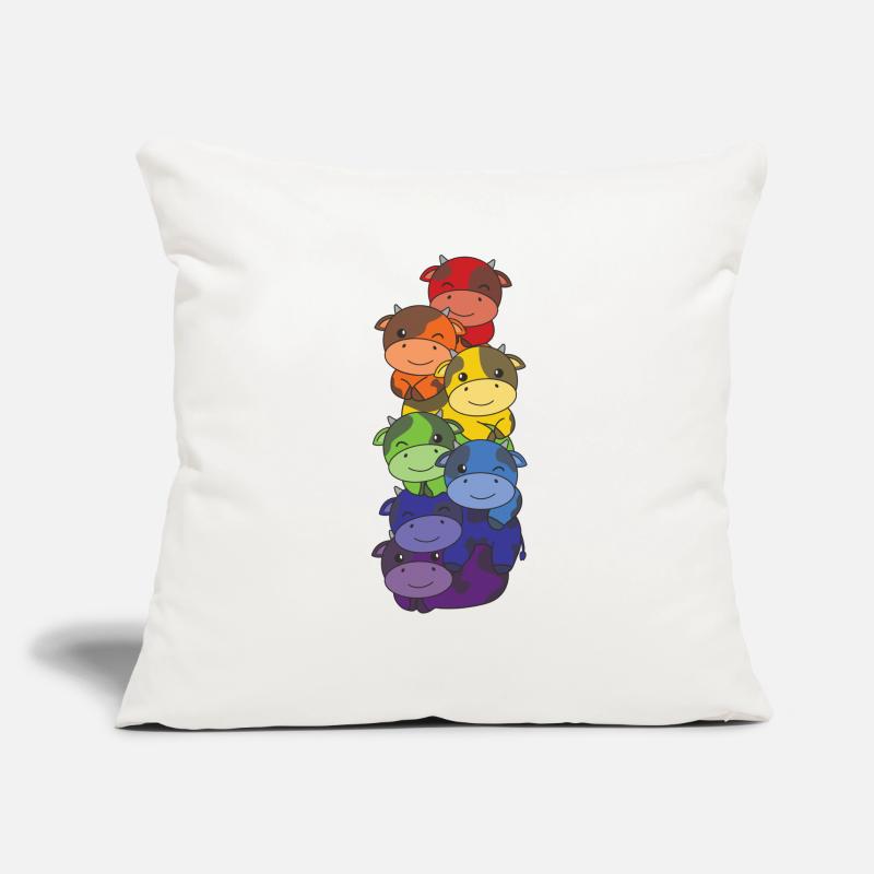Rainbow Flag Pride LGBTQ Mignon Cow Stack Housse de coussin décorative 45 x 45 cm