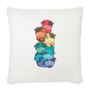 Rainbow Flag Pride LGBTQ Mignon Cow Stack - Housse de coussin décorative 45 x 45 cm - blanc nature - Devant