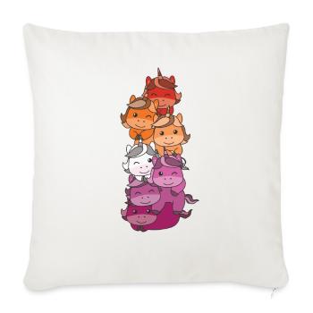 Lesbische Flag Pride LGBTQ süßer Einhorn Stapel - Sofakissenbezug 45 x 45 cm - Naturweiß  - Vorne