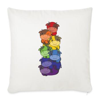 Rainbow cow mignon vache colorée pour les enfants - Housse de coussin décorative 45 x 45 cm - blanc nature - Devant