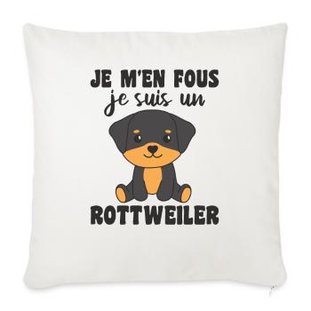 Je m'en fous je suis un rottweiler - Hund - Sofakissenbezug 45 x 45 cm - Naturweiß  - Vorne