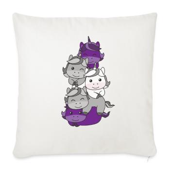 Graysexuell Flag Pride LGBTQ süßer Einhorn Stapel - Sofakissenbezug 45 x 45 cm - Naturweiß  - Vorne