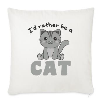 Je préfère être un chat - chat mignon - Housse de coussin décorative 45 x 45 cm - blanc nature - Devant