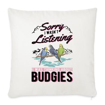 Budgie Gift Welli Parakeet - Sofa pillowcase 17,3'' x 17,3'' (45 x 45 cm) - natural white - Front