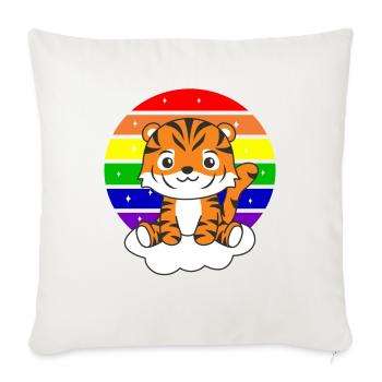 Tiger colorful rainbow for kids cute tiger - Sofa pillowcase 17,3'' x 17,3'' (45 x 45 cm) - natural white - Front