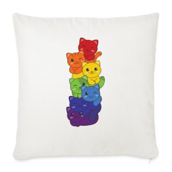 Rainbow Flag Pride LGBTQ Cute Cat Stack - Sofa pillowcase 17,3'' x 17,3'' (45 x 45 cm) - natural white - Front