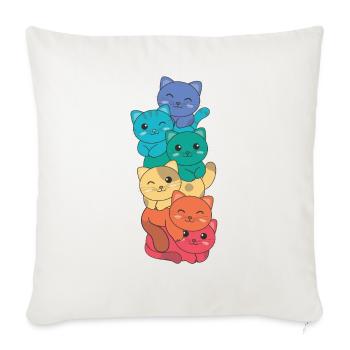Rainbow Flag Pride LGBTQ Cute Cat Stack - Sofa pillowcase 17,3'' x 17,3'' (45 x 45 cm) - natural white - Front