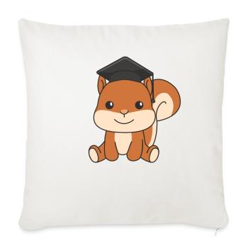 Kindergarten cloué l’écureuil graduation - Housse de coussin décorative 45 x 45 cm - blanc nature - Devant