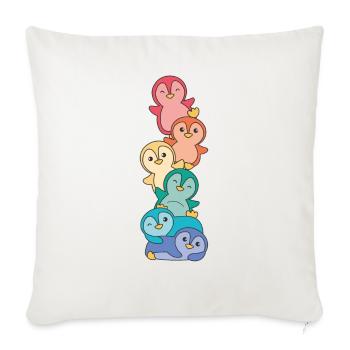 Regenbogen Flag Pride LGBTQ süßer Pinguin Stapel - Sofakissenbezug 45 x 45 cm - Naturweiß  - Vorne