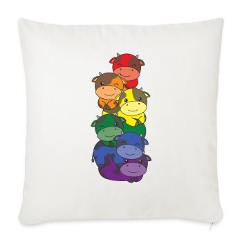 Rainbow Flag Pride LGBTQ Mignon Cow Stack - Housse de coussin décorative 45 x 45 cm - blanc nature - Devant