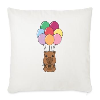 Capybara flies upwards with colorful balloons - Sofa pillowcase 17,3'' x 17,3'' (45 x 45 cm) - natural white - Front
