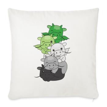 Aromantik Flag Pride LGBTQ süßer Drache Stapel - Sofakissenbezug 45 x 45 cm - Naturweiß  - Vorne