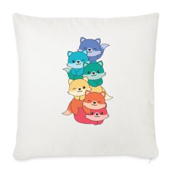 Rainbow Flag Pride LGBTQ Cute Fox Stack - Sofa pillowcase 17,3'' x 17,3'' (45 x 45 cm) - natural white - Front