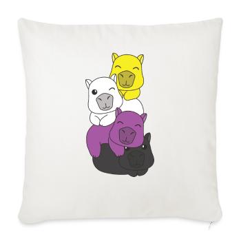 Nonbinary Flag Pride LGBTQ Mignon Capybara Pile - Housse de coussin décorative 45 x 45 cm - blanc nature - Devant