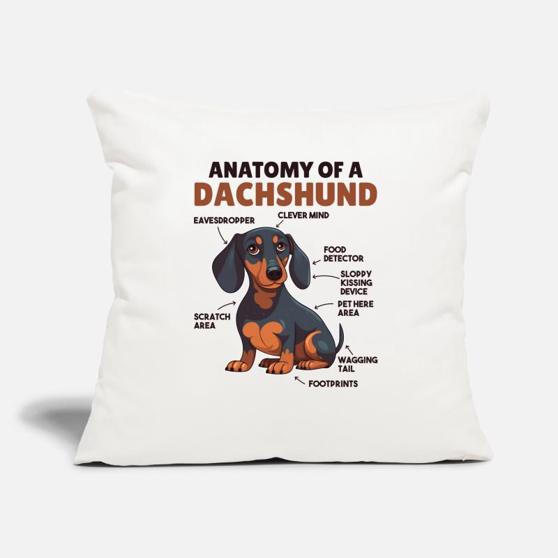 Anatomie d’explication du chien d’un teckel Housse de coussin décorative 45 x 45 cm