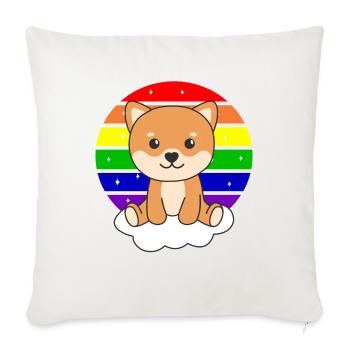 Shiba Inu colorful rainbow for kids cute dog - Sofa pillowcase 17,3'' x 17,3'' (45 x 45 cm) - natural white - Front