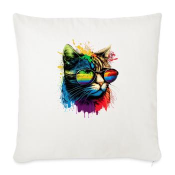 Rainbow Flag Gay Pride LGBTQ Katzen süße Katze - Sofakissenbezug 45 x 45 cm - Naturweiß  - Vorne