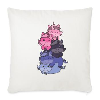 Omnisexuell Flag Pride LGBTQ süßer Einhorn Stapel - Sofakissenbezug 45 x 45 cm - Naturweiß  - Vorne