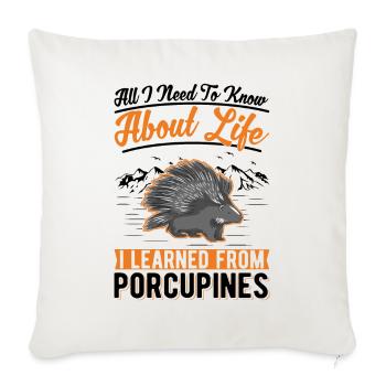 Cadeau de porc-épic - Housse de coussin décorative 45 x 45 cm - blanc nature - Devant