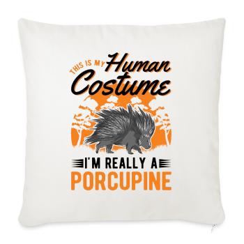 Porcupine Costume Humain Halloween - Housse de coussin décorative 45 x 45 cm - blanc nature - Devant