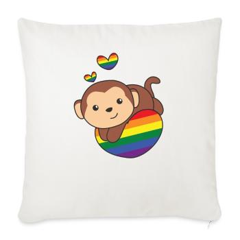 Rainbow Flag Pride LGBTQ Mignon Monkey Love - Housse de coussin décorative 45 x 45 cm - blanc nature - Devant