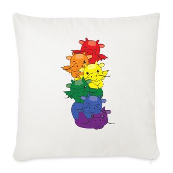 Regenbogen Flag Pride LGBTQ süßer Drache Stapel - Sofakissenbezug 45 x 45 cm - Naturweiß  - Vorne