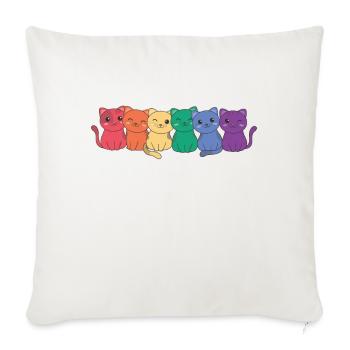 Regenbogen Katze Flag Pride LGBTQ süße Katzen - Sofakissenbezug 45 x 45 cm - Naturweiß  - Vorne