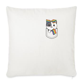 Regenbogen Katze Flag Pride LGBTQ süße Katzen - Sofakissenbezug 45 x 45 cm - Naturweiß  - Vorne