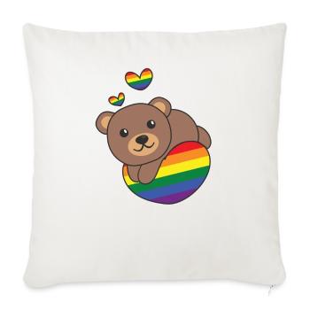 Rainbow Flag Pride LGBTQ Mignon Ours Amour - Housse de coussin décorative 45 x 45 cm - blanc nature - Devant
