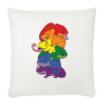 Rainbow Flag Pride LGBTQ Cute Chameleon Stack - Sofa pillowcase 17,3'' x 17,3'' (45 x 45 cm) - natural white - Front
