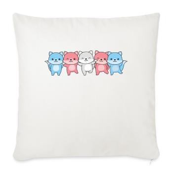Drapeau transgenre fierté LGBTQ renard mignon - Housse de coussin décorative 45 x 45 cm - blanc nature - Devant