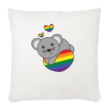 Rainbow Flag Pride LGBTQ Cute Mouse Love - Sofa pillowcase 17,3'' x 17,3'' (45 x 45 cm) - natural white - Front