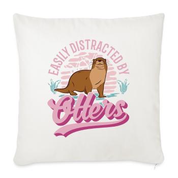 Facilement distrait par les loutres Loutre Loutre Loutre Loutre - Housse de coussin décorative 45 x 45 cm - blanc nature - Devant