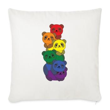 Rainbow Flag Pride LGBTQ Cute Panda Stack - Sofa pillowcase 17,3'' x 17,3'' (45 x 45 cm) - natural white - Front