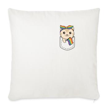 Regenbogen Katze Flag Pride LGBTQ süße Katzen - Sofakissenbezug 45 x 45 cm - Naturweiß  - Vorne