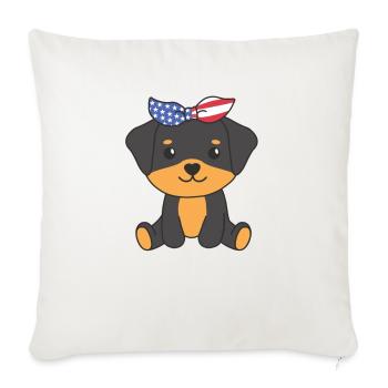 4 juillet American Rottweiler for Kids USA - Housse de coussin décorative 45 x 45 cm - blanc nature - Devant
